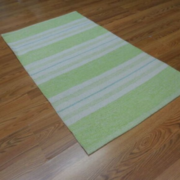 2.3x3.9 green white stripe Turkish area rug - Picture 11 of 12